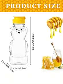 1/2/4 pièces bouteille en plastique ours miel vide, bouteille de pressage de miel, tasse en forme d'ours miel en vrac avec couvercle rabattable jaune. Contenants de bocal à miel pour stocker et distribuer le miel et les jus