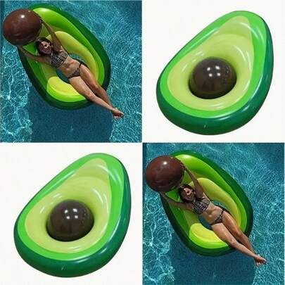 1pc 游泳浮标 - 彩色、圆形PVC泳池面条，设计为绿色和黄色，非常适合成人聚会，泳池面条配件 | 趣味泳池配件 | 顺滑质感