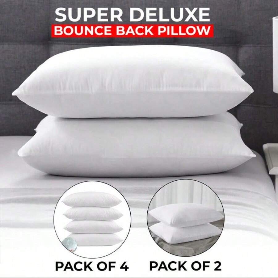 Hotel Quality Ultra Deluxe Pillows Pack Of 2 | Pack Of 4 Pillows Large Soft Bounce Back