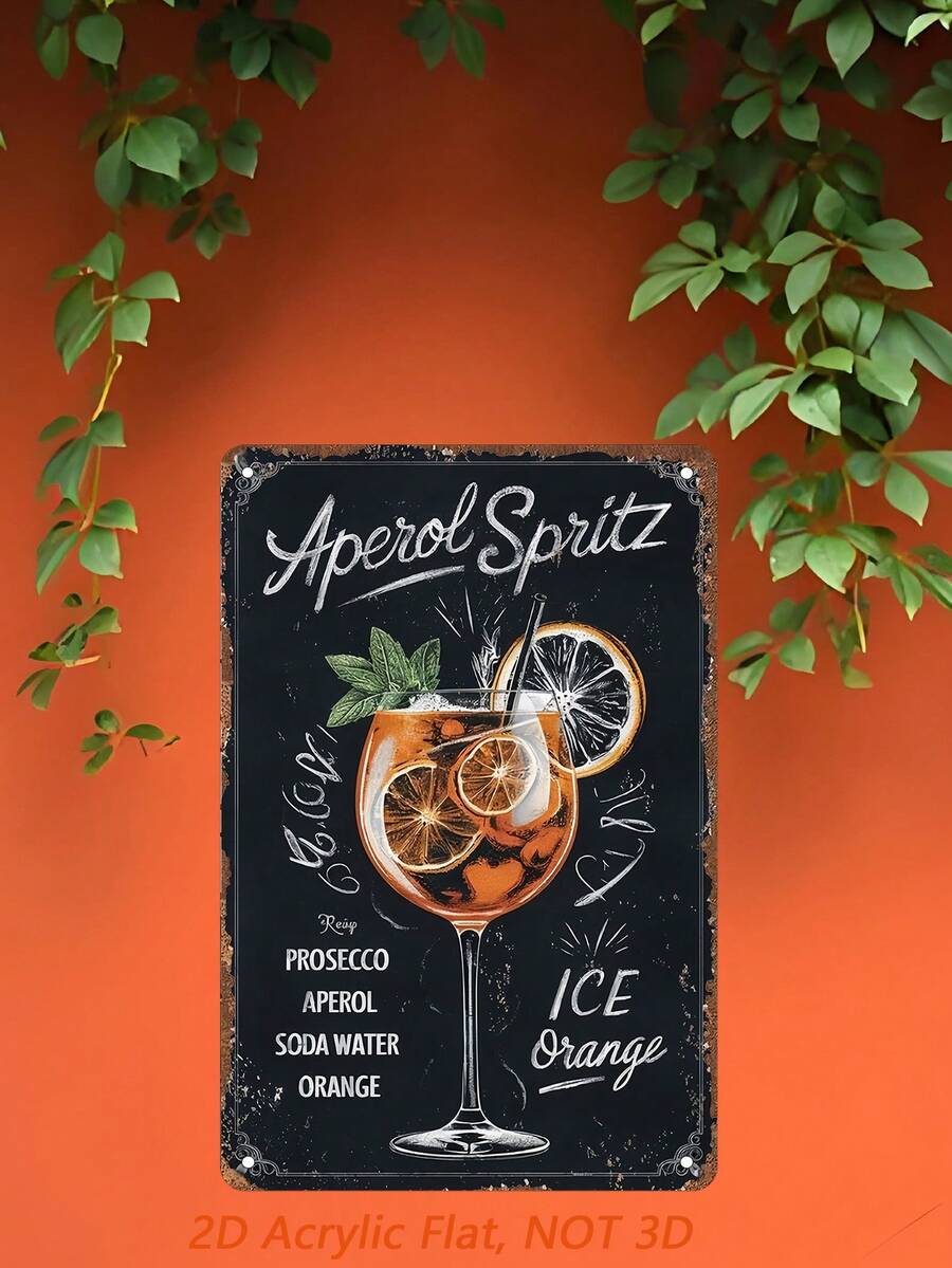 1 pièce Panneau métallique vintage avec recette du cocktail Aperol Spritz, décoration murale 2D plate, convient pour le bar de la maison, la cuisine, la salle de jeux, le balcon, le jardin, la véranda, la salle à manger, le café, le club, la salle de gym, la salle de bain, le salon, le bureau, le garage. Décoration murale décorative et durable, parfaite pour la décoration de pièce - Multicolore - Voir 1