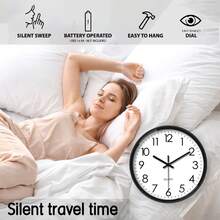 8-Inch Plastic Round Wall Clock, Battery Operated Quiet Non-Ticking Analog Wall Clock, Suitable For Living Room, Bedroom, Home Decor, Classic Household Art Decor, Kitchen, Office (Batteries Not Included) Room Decor Clock Wall Bedroom Decor Dormitory Decor Back To School School Decor School Surprise School Supplies - White - View 8