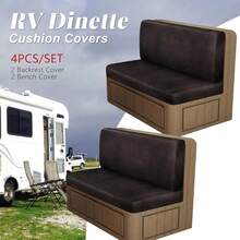 Look RV Dinette Cushion Covers - Stretchable Camper Cushion Slipcovers For Travel Trailer Couch, Washable (2 Backrest Cover & 2 Bench Cover,Brown) - Chocolate - View 10