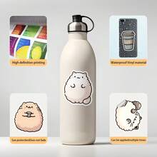 50 件可爱简约猫咪贴纸乙烯基美学贴纸剪贴簿、日记、保险杠、滑板、水瓶、卡通、安全帽、汽车贴纸和贴花、学校用品、返校 - 彩色 - 查看 4