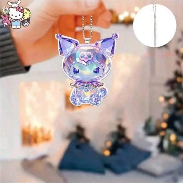 Sanrio 1/2 Sanrio, enfeite de cristal premium Kulomi, combinado com bolas de água roxas brilhantes, enfeite estereoscópico 3D de alta qualidade, enfeite de cristal multifuncional, adequado para vários cenários, como pingentes de mochila, chaveiros e decorações de Natal (Natal, Halloween, Dia dos Namorados), acessórios duráveis, presentes essenciais de Natal estereoscópicos 3D [presente de Natal] [presente de Halloween] Material escolar, volta às aulas