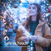 New Fairy Lights Battery Operated, 10 FT 120LED Twinkle Firecracker String Lights  8 Mod & Timer, Waterproof Cler For DIY Outdoor Wreath Wedding Christmas Dration, Pure - 純白-綠線 120 個 LED - 查看 3