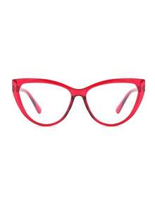 1 Pair Women's Burgundy Cat Eye PC Frame Plain Retro Fashion Office Simple Style Non-Prescription Glasses - Burgundy - View 5