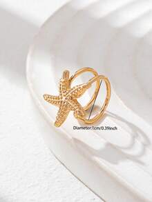 1只海星夹式耳环，女士夏季海滩元素海洋主题夹式耳环，适合海滩、旅行、派对、假日珠宝配饰 - 金色 - 查看 3