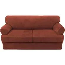 Sofa Cover 3 Piece T Cushion Loveseat Slipcovers Thick Velvet Couch Cover Stretch T Cushion Sofa Covers For 2 Cushion Couch With 2 Individual T Cushion Covers Washable, Stone Blue - 鏽 - 查看 9