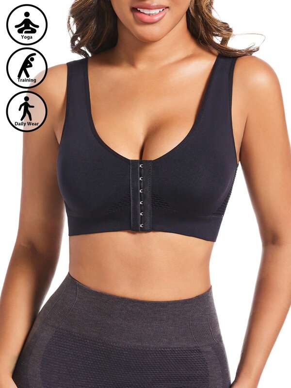 EssElegance Wireless Lightly Padded High Support Sports Bra With Breathable Mesh, Suitable For Yoga, Running And Workout