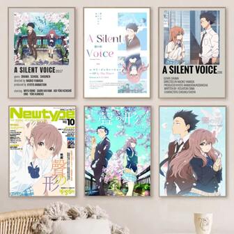 Set de 1/3/6 piezas de arte de pared tipo póster, pósteres de películas de anime japonesas, decoración de pared moderna, impresión en lienzo, decoración para estudio, dormitorio, sala de estar, dormitorio, decoración del hogar sin marco - Estilo