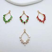 1 pieza/2 piezas/4 piezas Colgante con forma de rombo enchapado en latón vintage con circonita cúbica, suministros de artesanía de joyería DIY para pendientes