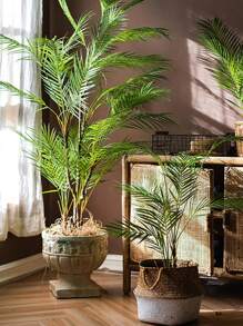 80-90cm Large Artificial Palm Tree Fake Tropical Palm Plants Plastic Monstera Leaves Green Cycas Tree Branch For Home Garden Office Party Kitchen Decor Without Pot 1pc