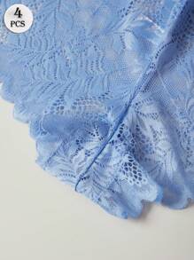 4 sztuki koronkowej seksownej bielizny, przezroczystej, wiosenno-letniej, lekkie i miękkie majtki damskie, jednokolorowe, modne bokserki, elastyczne, oddychające spodnie damskie, casualowe, dopasowane, domowe (pas jest dość elastyczny; jeśli Ci to przeszkadza, zaleca się wybór o jeden rozmiar mniejszego).