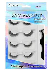 5 Pairs Cat Eye Lashes C Curl Eyelash Extensions, Self-Adhesive Lash Kit Without Glue, Comes With Tweezers For Easy Application, Features Warm Sensitive Glue Strips, Non-Irritating Lashes, Natural Lengthening & Volumizing Look, Suitable For Daily Wear, Dates, Cosplay, Lash Extension Tool, Popular Beauty Makeup Product For Women, Home Use - fox eye lashes - View 1