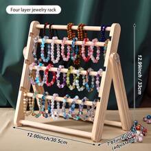 1pc Multi-Tier Wooden Jewelry Organizer Display Rack - Large Capacity Accessory Storage Rack For Earrings, Bracelets, And Hair Accessories, Easy Assembly, Adjustable Countertop Display Stand For Women Storage Organizer Travel Essentials Gift