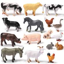 Realistic Farm Animal Figurines Toys Set, Plastic Learning Educational Playset Animal Themed Party Supplies For Easter Egg Birthday Christmas,Farm World - Pig, Goose, Chicken, Duck, Dairy Cow, Donkey, Water Buffalo, Sheep, Rabbit, Dog, Cat, Parrot Farm Animal Toys For Kids Girls Boys Ages 3+