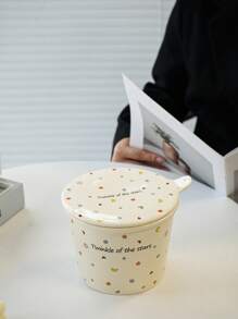 一套陶瓷拉面碗和带盖饼干罐，星月图案设计 - 非常适合存放零食、糖果、汤、甜点，是情人节、周年纪念日的绝佳礼物 - 彩色 - 查看 8