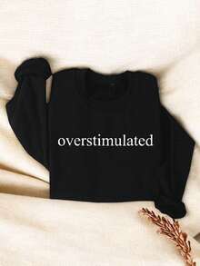 Overstimulated Sweatshirt, Sweater For Mom, Cowboy Sweatshirts, Unhinged Gift, Weirdcore Sweaters, Weird Stuff Sweatshirt, Funny Sweater, Gifts For Women. SD-3018 - Black - View 1