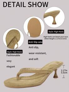 SDEMIN Neue Sommer Damen Pantoletten Einfarbig, elegante Urlaubsschuhe, lässige Strandhohe Absatz Sandalen, modische Slip-On Absätze für Kleider