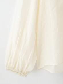 Seelio Summer New Arrival Women Layered Ruffle Trim Blouse - Apricot - View 8