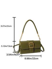 New Fashion Small Square Lock Closure Shoulder/Crossbody Bag Women Casual Commuter Underarm Versatile Handbag , Green - Olive Green - View 12
