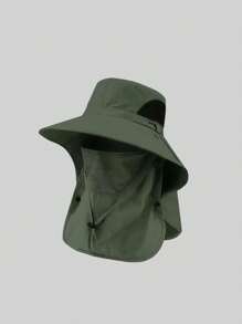 1 Piece Unisex Solid Color Sun Protection Neck Cover Outdoor Wide Brim Bucket Hat For Hiking, Fishing, Vacation, Suitable For Daily Outdoor Activities