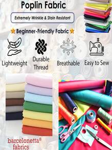 1pc Solid Color Plain Twill Polyester Fabric, For DIY Sewing, Quilting, Crafts, Clothing, Bedding, Tablecloth