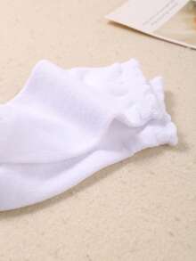 10 双小女孩随机糖果色荷叶边袜子，适合日常生活和户外活动，百搭休闲，甜美可爱，舒适透气的儿童踝袜