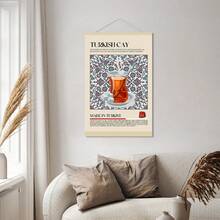 1pc Fashionable Turkish Tea Canvas Wall Art - Vintage Moroccan Kitchen Wall Decor, Frameless Poster, Suitable For Home, Cafe And Office Decoration - Multicolor - View 6