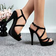 Women's Lace-Up Thick-Soled Stiletto Sandals Are Fashionable, Elegant And Sexy Sandals For Women - 黑色 - 查看 2