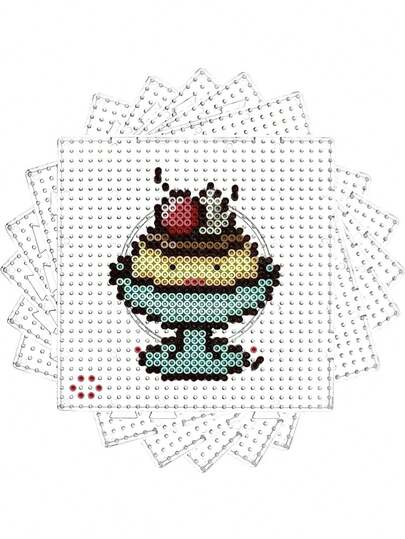 4pcs Set Clear PE Fuse Bead Pegboards - 2.6/5mm Square & Circle Templates For DIY Crafts, Durable Plastic