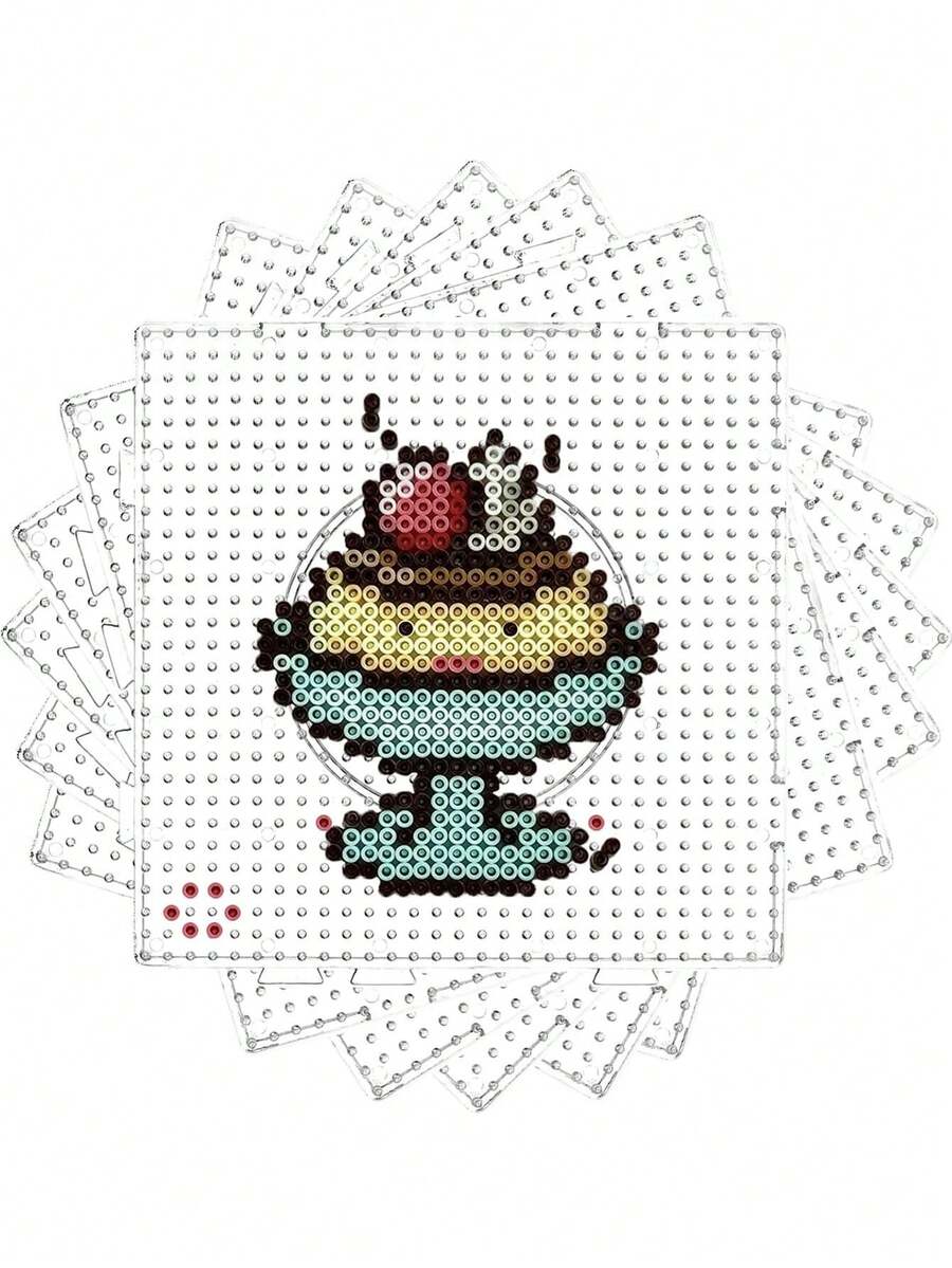 4pcs Set Clear PE Fuse Bead Pegboards - 2.6/5mm Square & Circle Templates For DIY Crafts, Durable Plastic