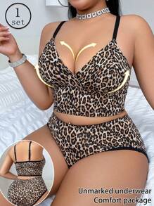Conjunto de ropa interior estampada informal de talla grande