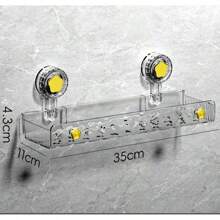 Strong Suction Cup Storage Rack, No Drill Movable Installation Bathroom Kitchen Organizer Rack, Non-Slip & Wall-Safe