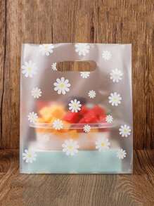 10/50/100pcs Frosted Floral Gift Bags With Daisy Pattern - Reusable Transparent Plastic Tote Bags With Handles, Multifunctional Portable Storage Bags, For Wedding, Birthday Party Favors, Shopping & Travel & Clothing Packaging, Gift Packaging Supplies
