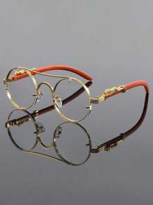 Gafas de moda vintage con estilo punk para hombres, gafas personalizadas de hipster con montura redonda y elementos de animales