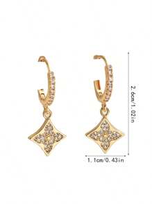 2 perechi de cercei eleganți din cupru, auriu, în formă de stea, cu zirconiu, încrustați pentru femei, potriviți pentru ținute de zi cu zi, potrivite pentru petreceri.