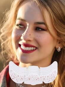 6片装玫瑰金闪粉雀斑星星脸部纹身贴纸，防水化妆贴片，闪亮金属贴纸，适合女性，音乐节、锐舞派对配饰，情人节适用