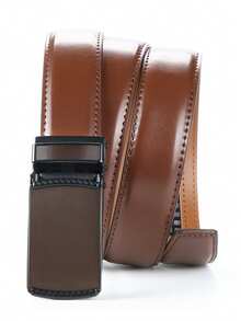 1/2pcs Men's Genuine Leather Ratchet Belt With Automatic Alloy Buckle - Business Style, Micro-Adjustable 1 2/6" For Dress Pants, Second Layer Cowhide - DL84DP85 - View 15