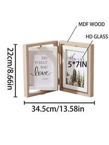 1 set Portafotos de madera giratorio doble cara con múltiples aperturas de 4x6, 5x7, 3.5x5 pulgadas, con bisagras y vidrio frontal, marco de fotos vertical para mostrar en mesa, decoración del hogar, adecuado como regalo de Navidad, boda, cumpleaños para mujeres, mamá, abuela, familia, mascotas - multicolor - Ver 4