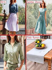 1pc Solid Color Plain Twill Polyester Fabric, For DIY Sewing, Quilting, Crafts, Clothing, Bedding, Tablecloth