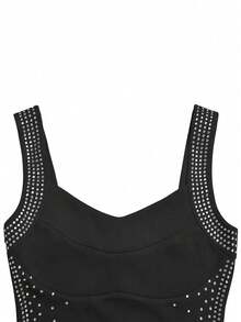 Fashion Sparkling Rhinestone Sleeveless Women's Dresses Birthday Party - Black - View 5