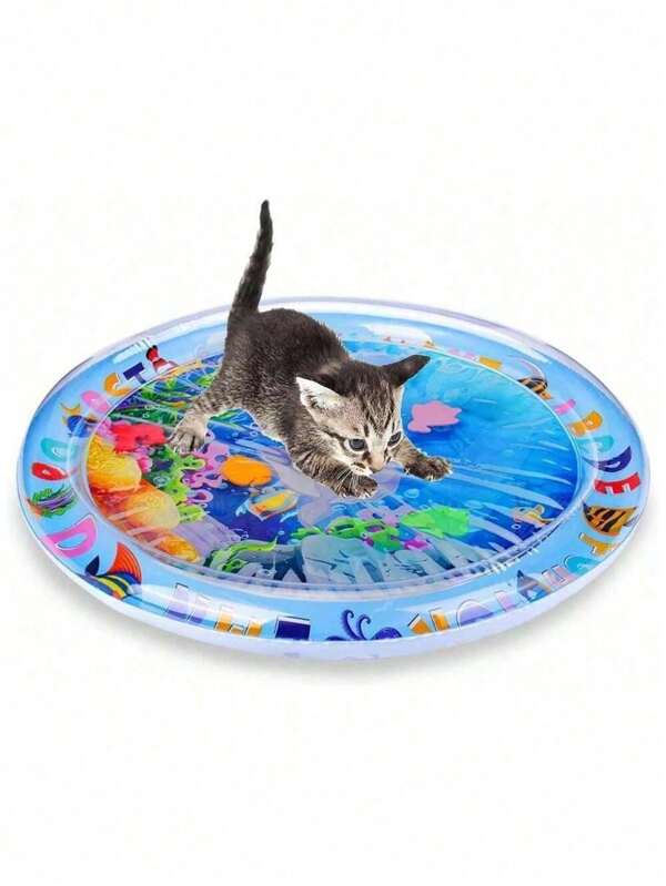 1pc Pet Water Play Mat, Suitable For Cats In Summer, Cat Bed, Dog Bed, Cat & Dog Entertainment Toy, Inflatable And Water-Filled Pet Cooling Pad, Cats/Dogs Sensing Water Mat, Cool & Comfortable (Please Trim Claws Before Use, Excessive Biting May Cause Leakage Or Rupture)