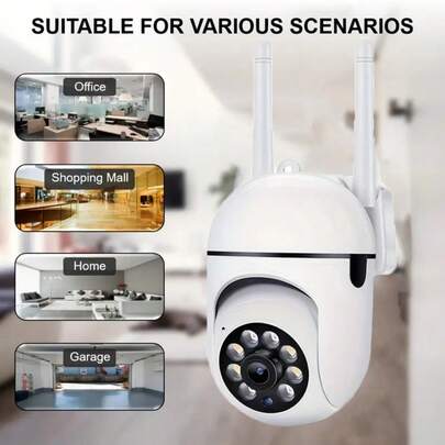 1 Pieza Cámara de  inalámbrica de 1080p Ultra HD de 2.4G, WiFi, interior y exterior, con visualización remota mediante teléfono y WiFi de 360°, detección de movimiento y alarma, audio bidireccional y luz nocturna, ideal para  del hogar, cuidado de ancianos y niños, con visión nocturna, almacenamiento en la nube y soporte para tarjeta micro SD, perfecta para monitoreo de bebés, mascotas y  del hogar, ideal para regalos familiares de vacaciones