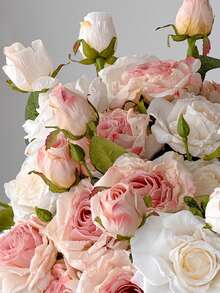 3pcs Vintage Style Artificial Rose Flowers, Decorated With Lifelike Blooms And Buds, Valentine's Day Gift - Multicolor - View 11