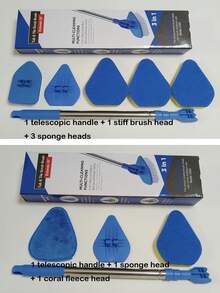 多功能浴室清洁刷套装，带可伸缩手柄，适用于清洁浴室地板、瓷砖、浴缸、游泳池和厨房地板，配有海绵头、硬毛和雪尼尔刷头