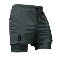 Kit 3 Dry Fit Thermal Training Shorts 2 In 1 With Cell Phone Pocket And Towel Holder Fitness Gym Shorts - 灰色 - 查看 4