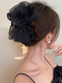 1 件薄纱材质时尚蝴蝶结发夹，适合搭配连衣裙的发饰，朋友礼物发夹爪夹发夹发夹发夹发夹发夹，休闲秋冬度假装女士 - 彩色 - 查看 6