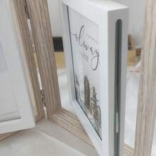 1 set Portafotos de madera giratorio doble cara con múltiples aperturas de 4x6, 5x7, 3.5x5 pulgadas, con bisagras y vidrio frontal, marco de fotos vertical para mostrar en mesa, decoración del hogar, adecuado como regalo de Navidad, boda, cumpleaños para mujeres, mamá, abuela, familia, mascotas - multicolor - Ver 11