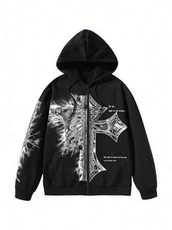 New Cross Element 3D Digital Printing Hooded Sweater Men's And Women's Retro European And American Zipper Sweater